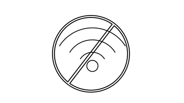 sketch of prohibited icon and wifi icon