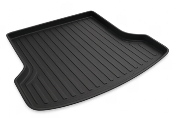 Black plastic car trunk liner protecting car flooring