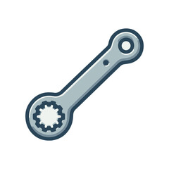 A detailed view of a mechanical wrench tool against a plain background, showcasing its design and functionality