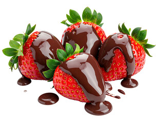 Fresh strawberries, generously coated in rich dark chocolate, dripping with melted chocolate