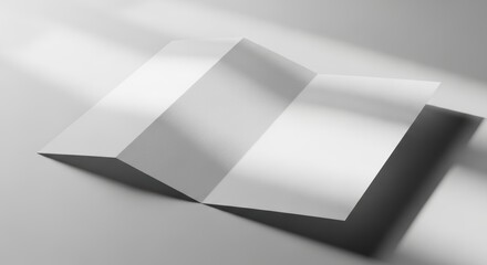 Fototapeta premium White Paper Trifold Brochure with Shadow on Clean Background