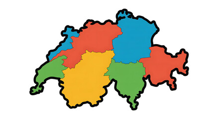 Obraz premium Colorful Switzerland map divided into cantons vector illustration 