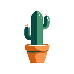 A vibrant green cactus in a terracotta pot, set against a minimalist white background, ideal for decor