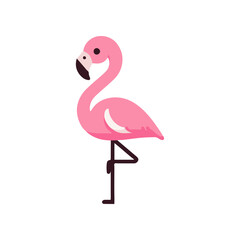 A vibrant pink flamingo standing gracefully on one leg against a minimalist background