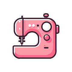A vibrant pink sewing machine with rounded features, set against a light background, showcasing creativity