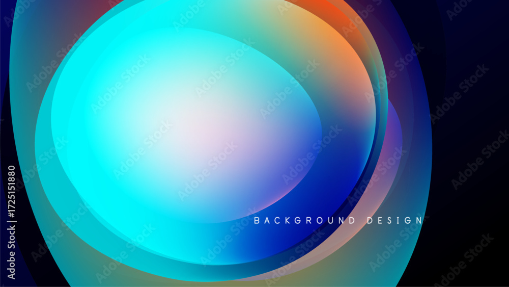Poster abstract flowing shapes, vibrant colors blend. dynamic composition, modern design element, dark back
