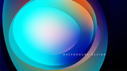 Abstract flowing shapes, vibrant colors blend. Dynamic composition, modern design element, dark background creates contrast.