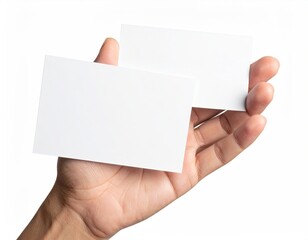 Obraz premium Hand holding two blank white business cards
