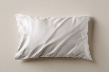 Fototapeta premium Soft White Pillow on Light Beige Background for Interior Design Use