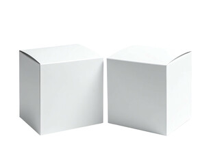 Two identical white square boxes, open-faced, side-by-side