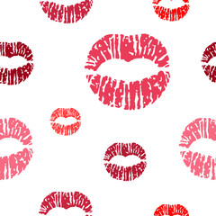 Vector seamless pattern with varicolored lips prints on white background