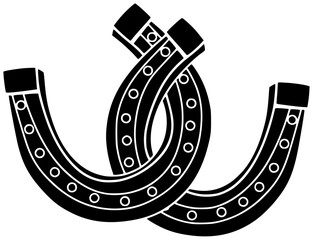 horseshoe illustration horse silhouette shoe logo lucky icon luck outline western steel good fortune white element metal old vintage shape and vector graphic background