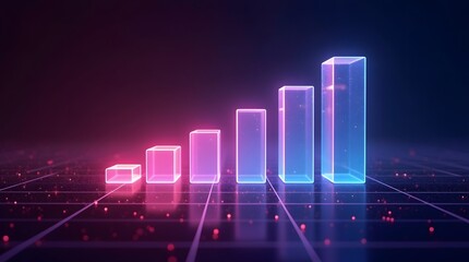 Visualize dynamic growth with this stunning neon bar chart for professional business and financial presentations