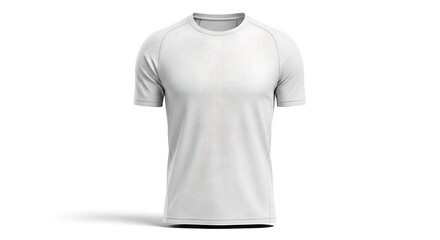White Athletic T-Shirt Mockup:  Raglan Sleeves, Textured Fabric, Studio Shot