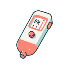 Close-up of a digital pH meter used for measuring acidity in various liquids, showcasing its display and design