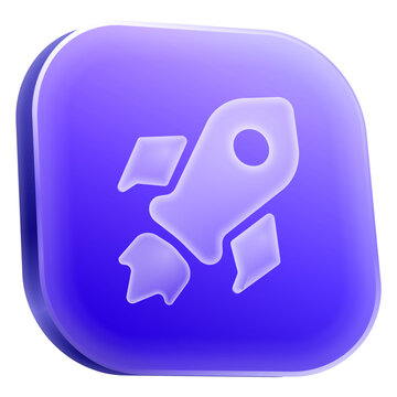 Startup rocket launch 3D icon