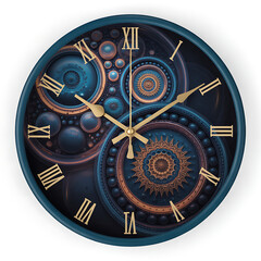 Naklejka premium Ornate steampunk clock with roman numerals and intricate gear design