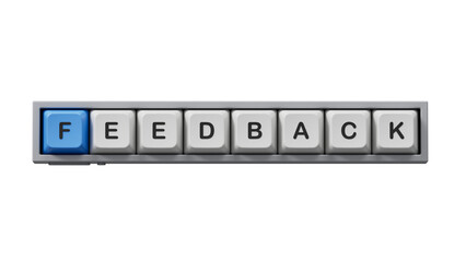 Word FEEDBACK made with Computer keyboard keys.business concept.close up of Computer keyboard keys,Business Concept.Supports PNG files with transparent backgrounds.