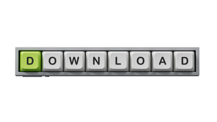 Download - word concept. Minimalist Abstract Design With close up of Computer keyboard keys,Supports PNG files with transparent backgrounds.