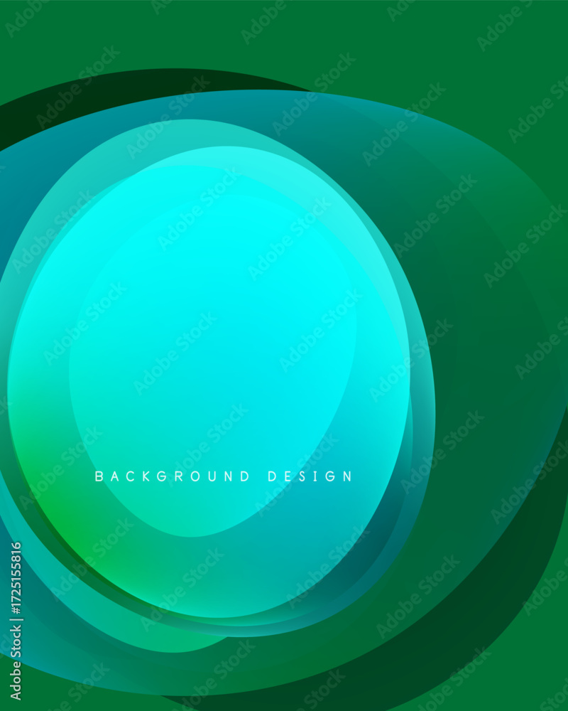 Poster abstract layered shapes create vibrant teal, green gradients. modern design element for backgrounds,