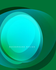 Abstract layered shapes create vibrant teal, green gradients. Modern design element for backgrounds, presentations. Smooth transitions, dynamic composition.