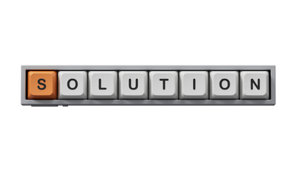 Solution.3D illustration of Computer keyboard keys.close up of Computer keyboard keys,Supports PNG files with transparent backgrounds.