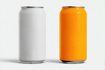 Two Empty Aluminum Cans on a Bright White Surface for Design Use