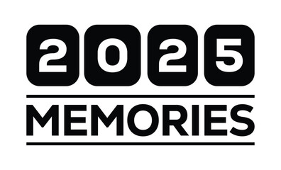 Minimalist 2025 logo design with bold black numerals above a red bar. White text 