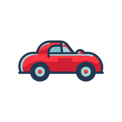 Fototapeta premium Side view of a classic red car on a white background, ideal for automotive design and illustration
