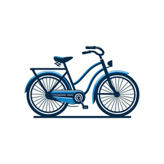 Fototapeta premium Stylish blue bicycle parked on a sunny street with trees in the background, ideal for leisure