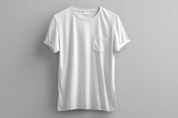 Plain White Short Sleeve T-Shirt on Gray Background