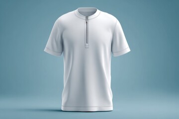 Minimalist White Short Sleeve Shirt on Blue Background
