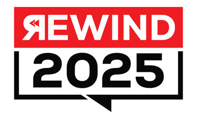 Minimalist 2025 logo design with bold black numerals above a red bar. White text 