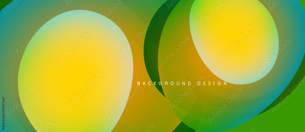 Aufkleber abstract vibrant design features overlapping circles. yellow, green hues create dynamic visual effec