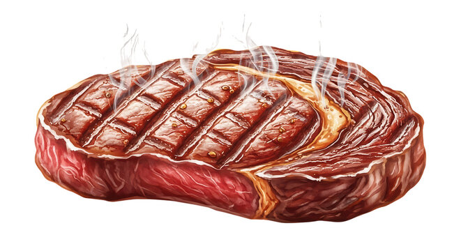grilled steak, red meat, steaming, isolated clip art preview