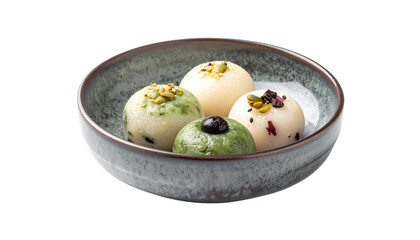 Traditional Korean Songpyeon Rice Cakes; Sweetness of Korean Holidays isolated on solid white background in Png format
