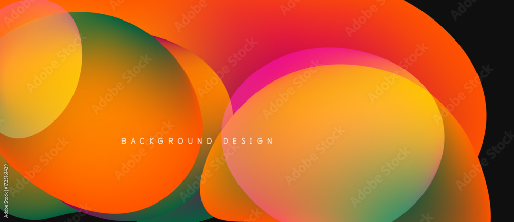 Poster vibrant overlapping circles create dynamic colorful background. gradient hues blend, forming abstrac