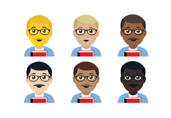 teacher school blackboard teaching book education man male emoji symbol sign icon vector illustration isolated flat