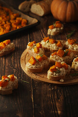 Seasonal bruschetta sandwiches with pumpkin