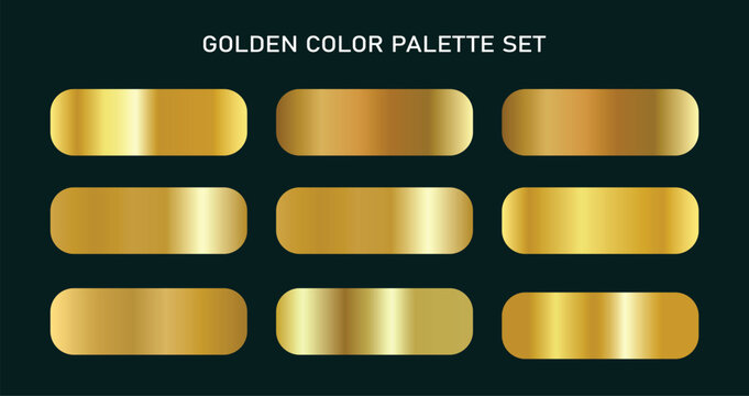 Set of Golden premium gradient. Luxury gold gradient color palette swatch set, premium gradient metallic foil gold. Golden bar set.