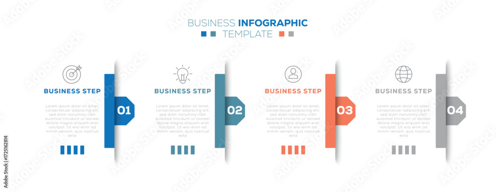 Poster infographic design with place for your data. 4 step infographic communication. business development 