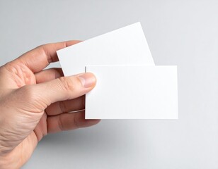 Hand holding two blank white business cards (1)