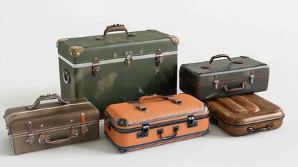 Four suitcases sitting together, ideal for travel or storage scenes