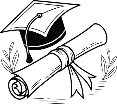 Flat design graduation certificate scroll banner