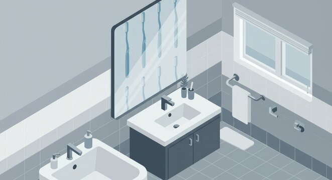 Isometric bathroom interior design