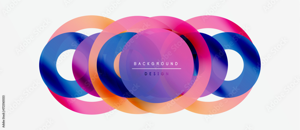 Poster abstract colorful circles overlap creating vibrant design. modern background with gradient hues, smo