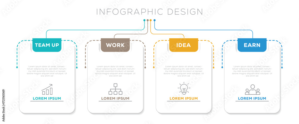 Poster infographic template design. business presentation with 4 step process. vector concept with icon and