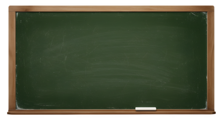 Vintage green chalkboard with old school aesthetic. Wooden frame, distressed texture, isolated on white or clear background, ideal for posters, education, cafe menus, and nostalgic retro design