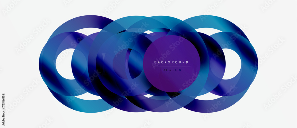 Poster abstract flowing shapes, vibrant blue hues, geometric design. modern background with layered element