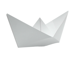 Simple, light gray paper boat, origami style